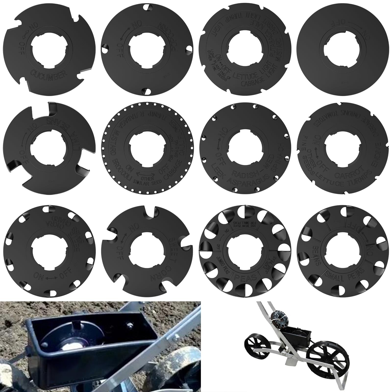 60009 60010 Optional S-eed Plate Set for EarthWay 10001 1001-B Garden BLACK