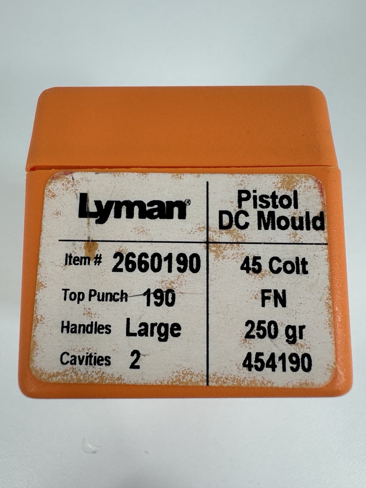 NOS Lyman 454190 45 Colt 250gr FN 2-Cavity Bullet Mold w/ Handles