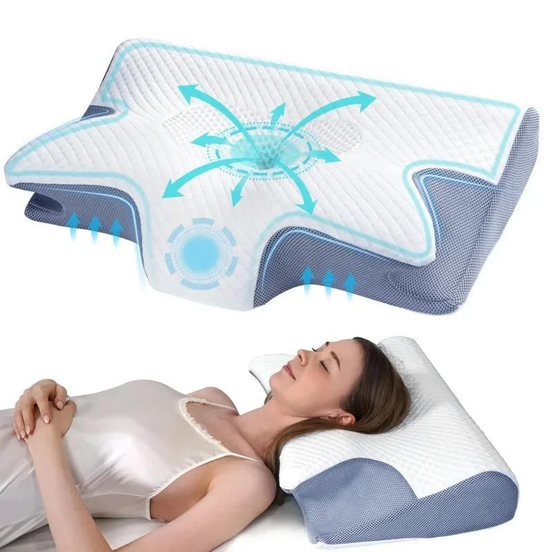 Cervical Memory Foam Pillow for Neck Pain-Relief Ergonomic Neck Support Pillows