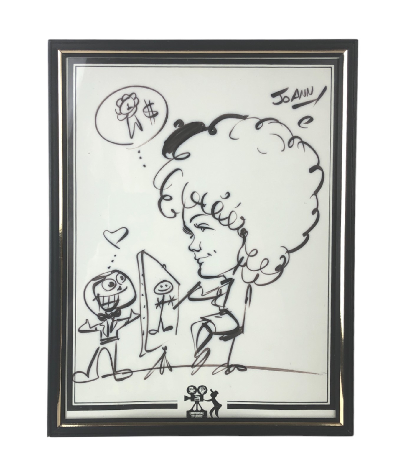 Vintage Universal Studios Caricature 12 x 9" Woman Drawing Portrait JoAnn