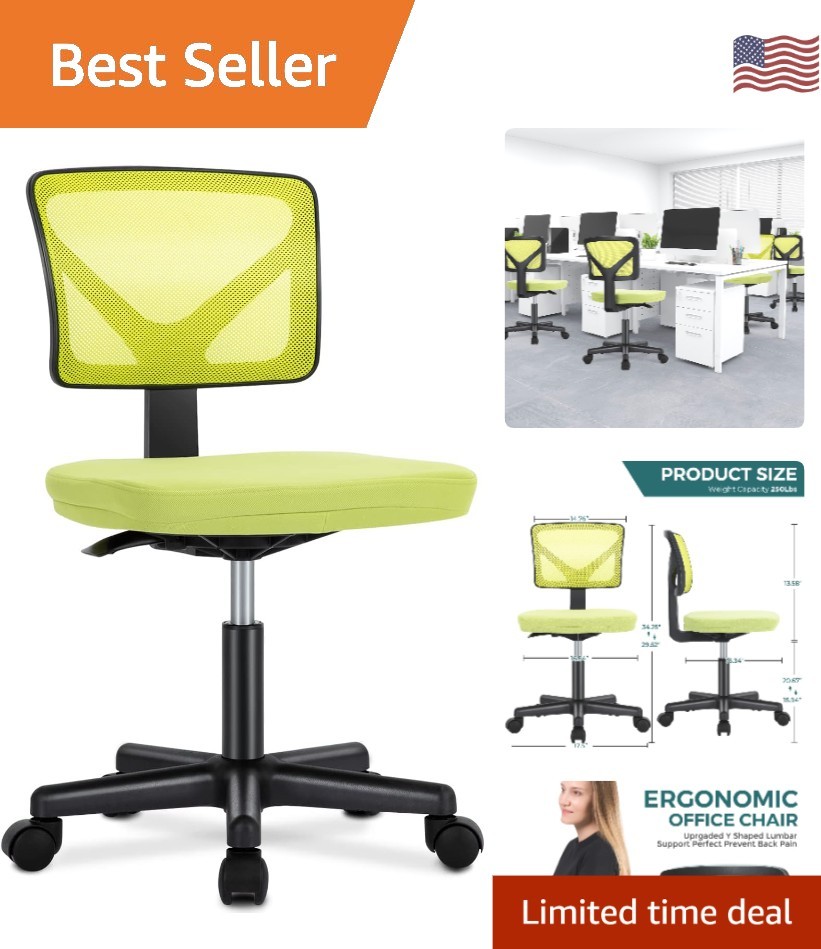 Breathable Mesh Green Desk Chair - Adjustable & Comfortable for Home Office