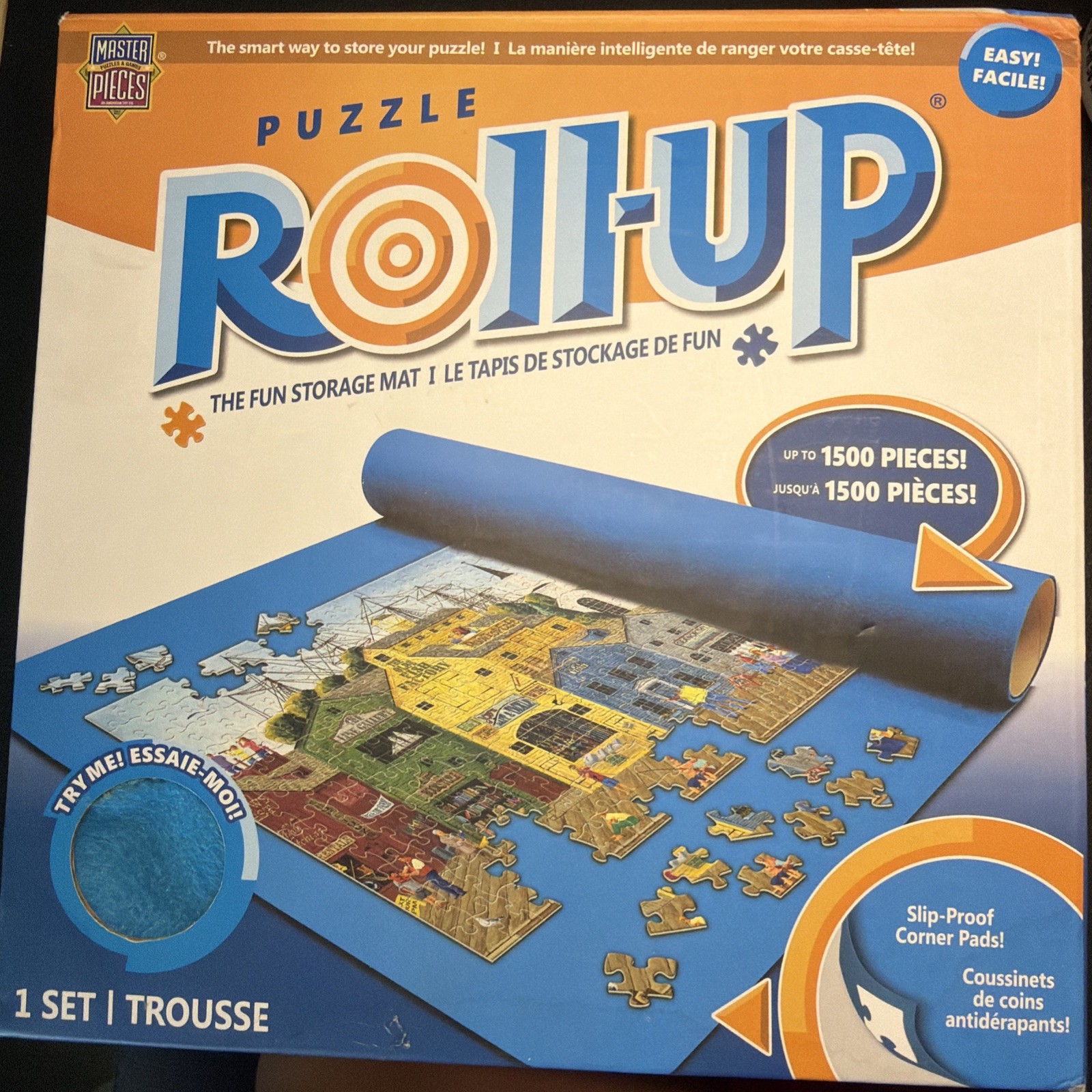 New! Master Pieces Puzzle Roll Up Storage Mat 1500 Pieces 24" x 42" Blue Mat 🎁