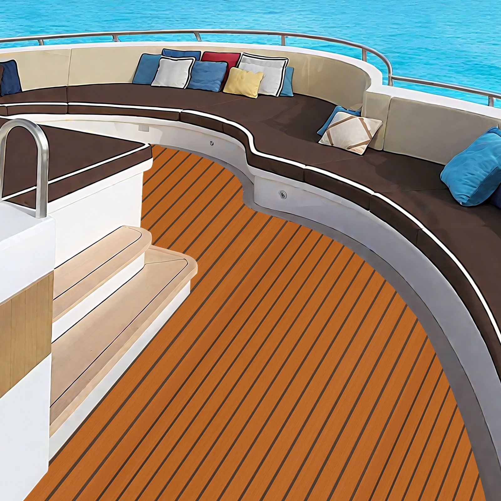 106*35" Yacht RV Boat Flooring Decking Sheet Pad EVA Foam Faux Teak Marine Mat