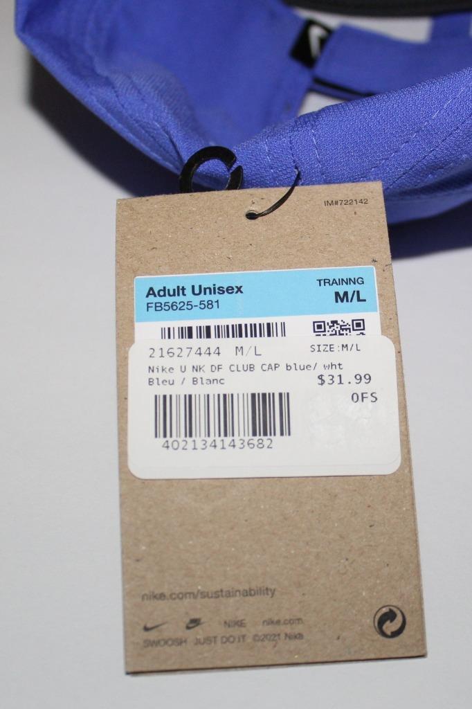 NIKE Periwinkle Blue White Swoosh Logo Adjustable Strapback Baseball Hat Cap *1Z