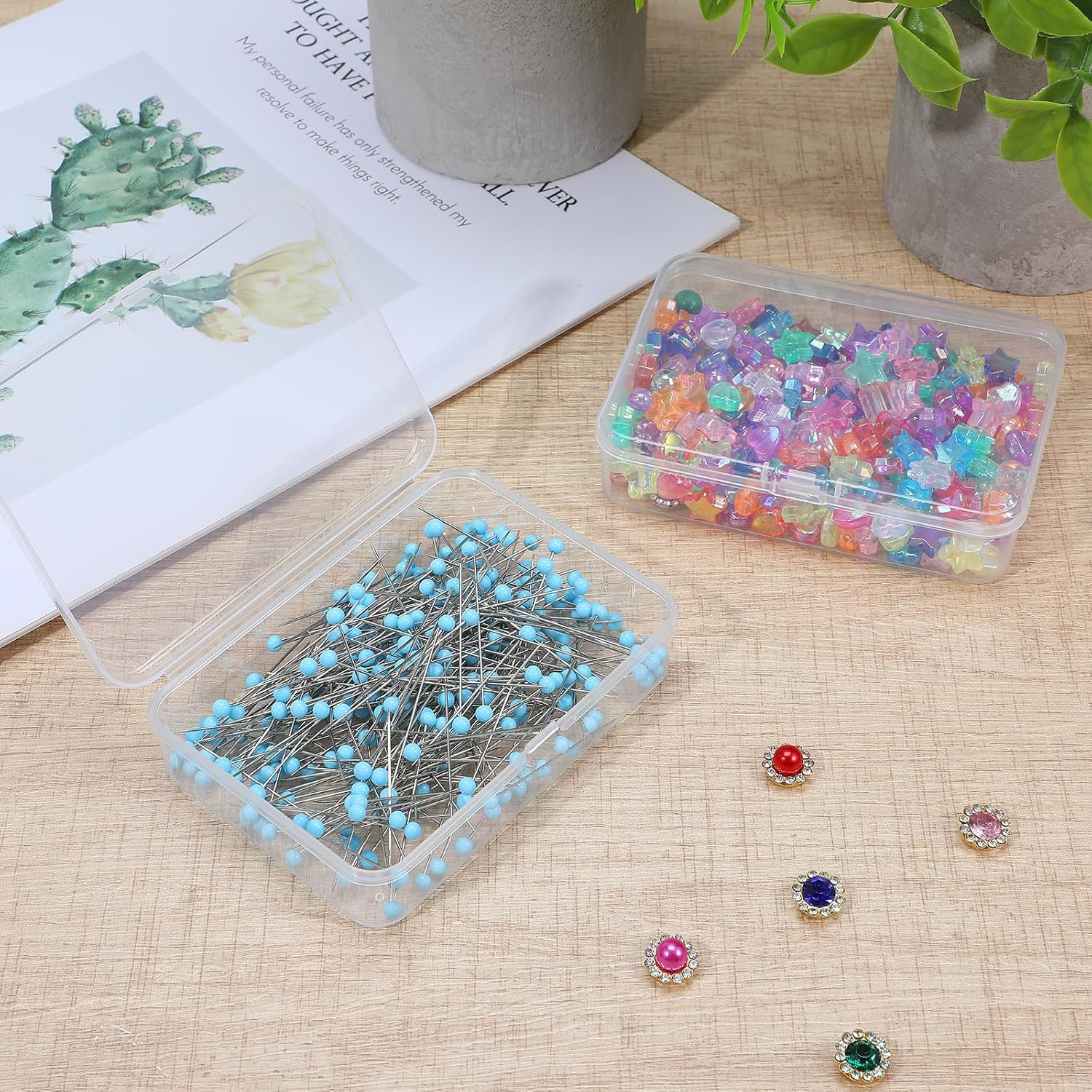 30 Pcs Clear Plastic Beads Storage Containers Box with Lids Mini Square | Small