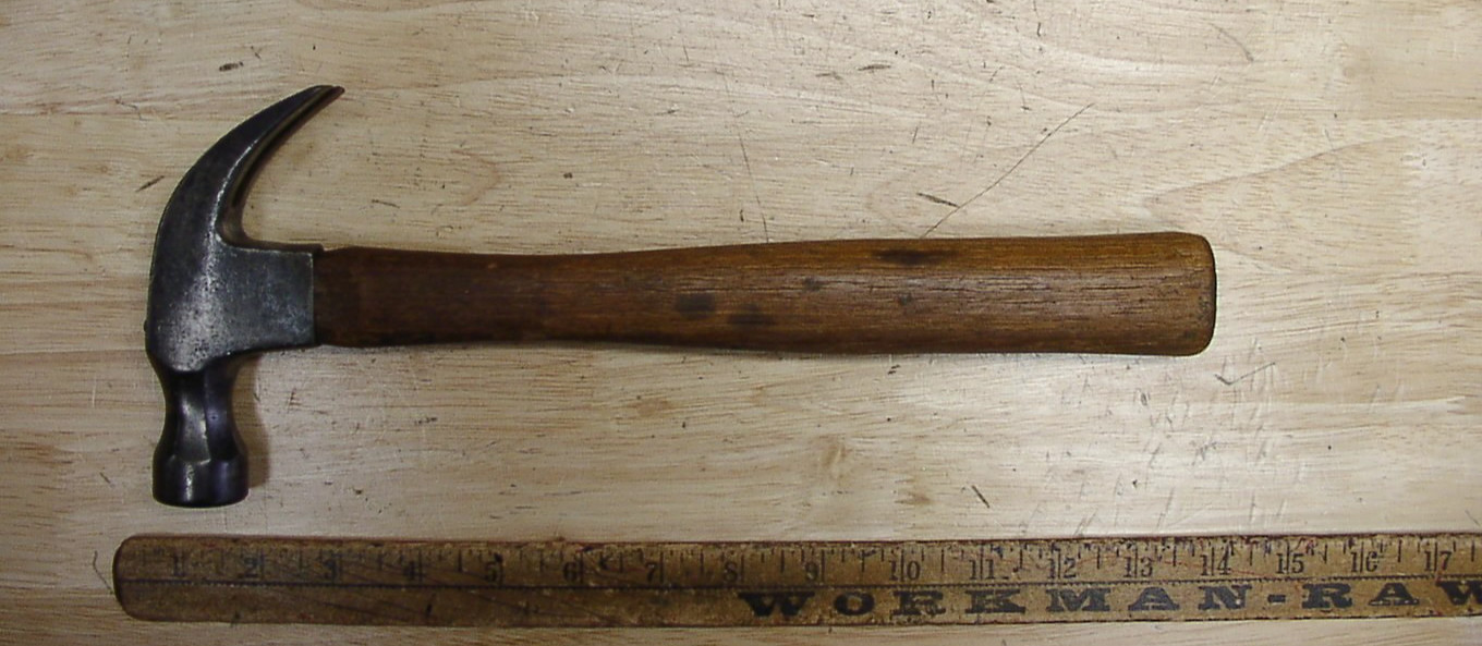 Vintage Unbranded USA Curved Claw Hammer,1lb.8.4oz,5-1/4" Head,Carpenter,VGC