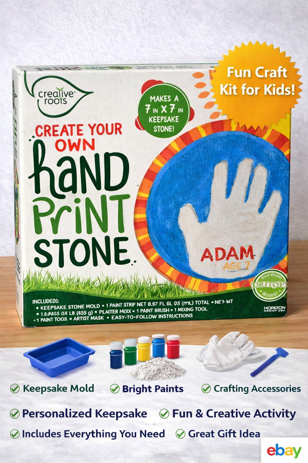 Create Your Own Handprint Stone Kit Kids DIY Keepsake Craft Activity Gift Set