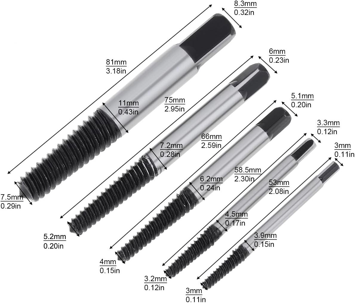 Versatile 5-Piece Screw Extractor Set - Quick Solution for Broken Bolt Removal
