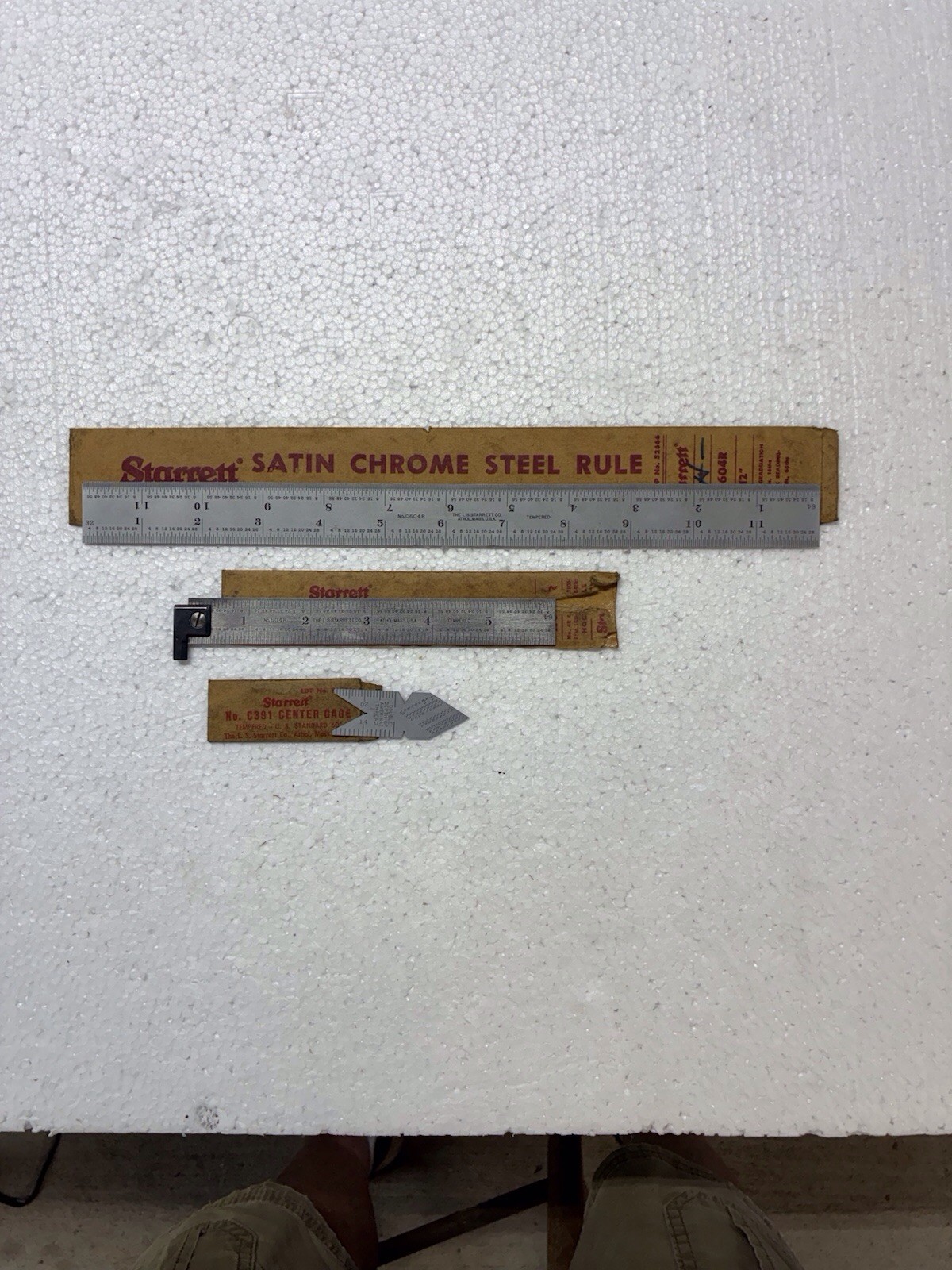 Lot of 3 Antique L.S. Starrett Co. 1-12” c604R, 1 6”604R, 1 C391 Center Gage