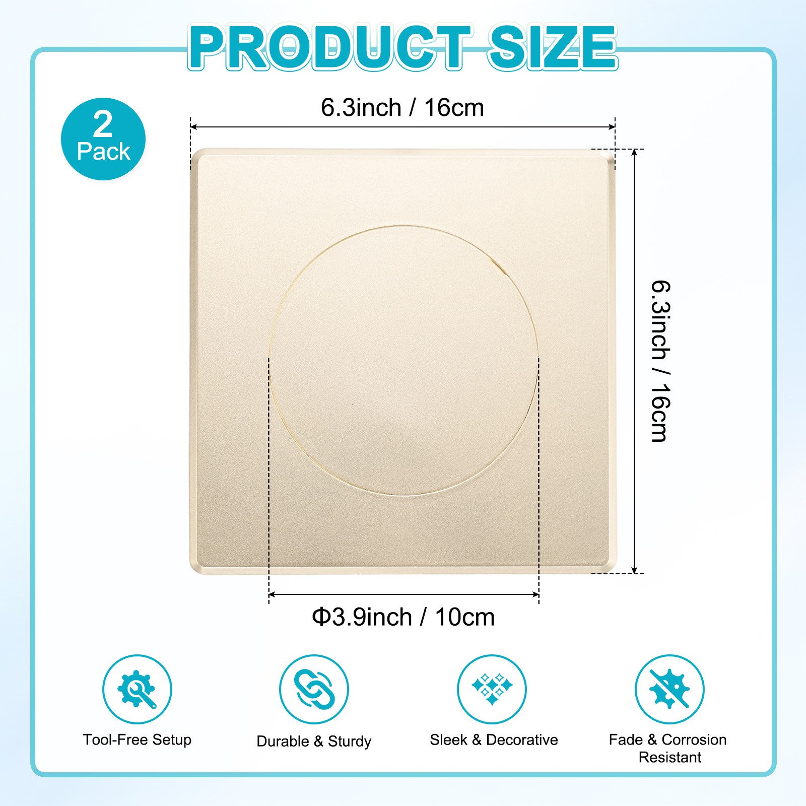 2-Pack Access Panel for Drywall, 4x4" Plastic Removable [Gold Tone, Round]