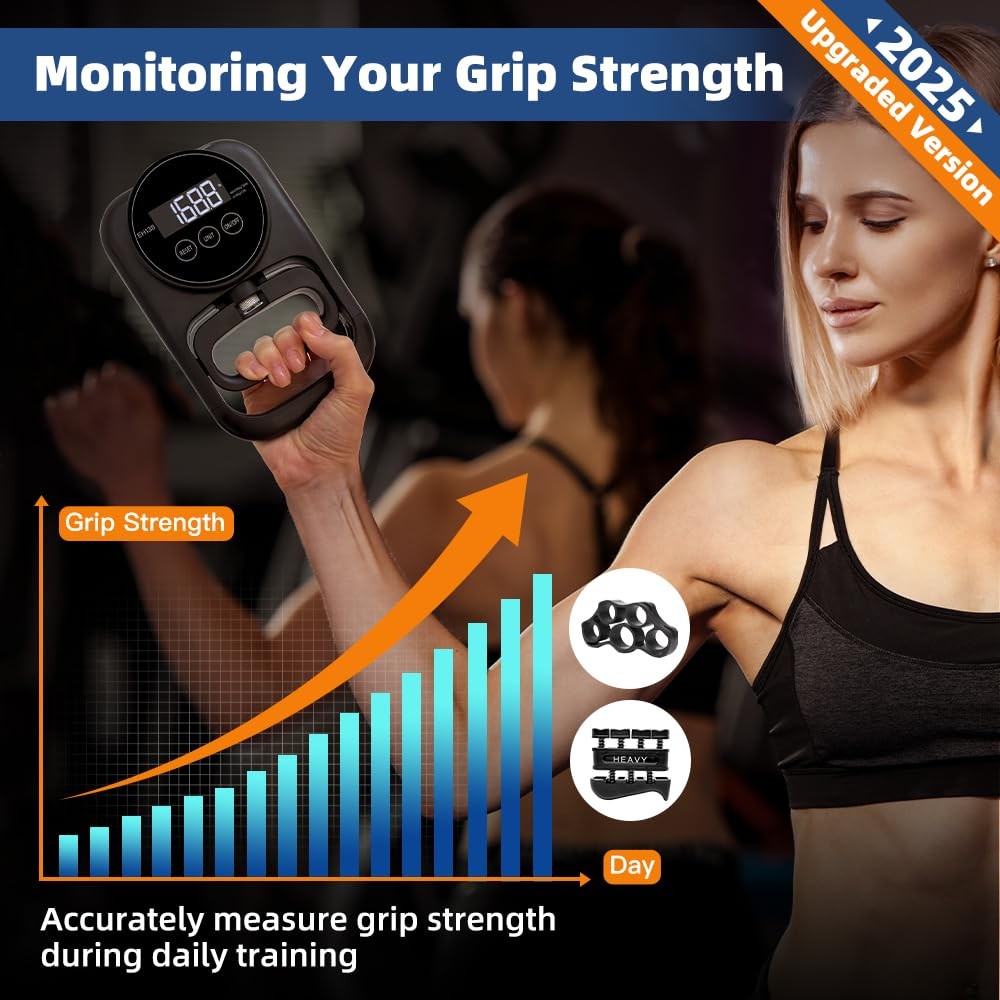 Grip Strength Tester Hand Gripper Grip Strength Trainer Hand Dynamometer Han...