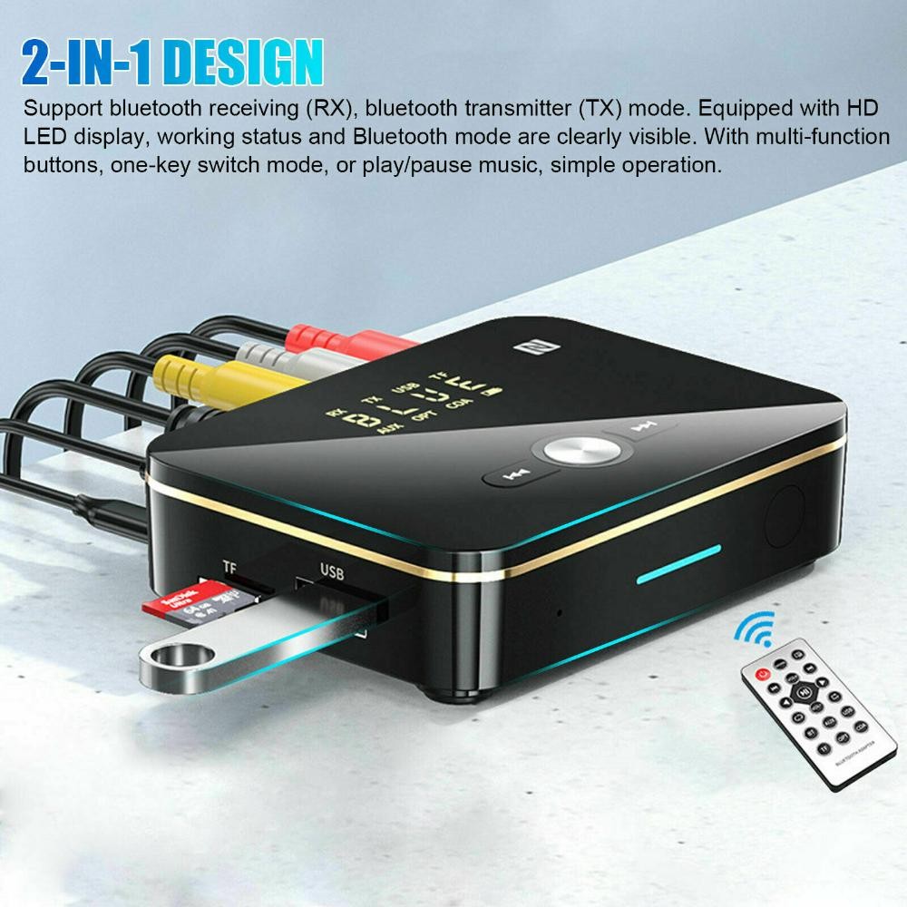 NFC Multi-Function Bluetooth Receiver Wireless 3.5mm AUX to 2RCA Audio Adapter C