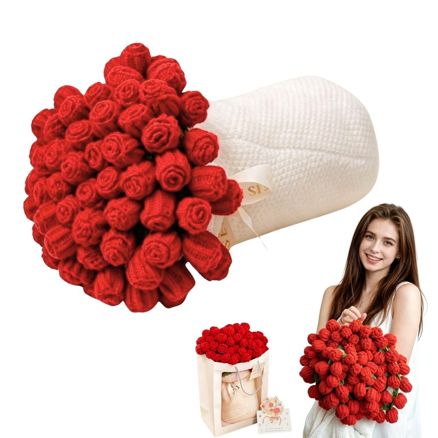 Bloomie Bouquet Blanket, Lap Throw Crochet Rose Flowers Blanket Bouquet with
