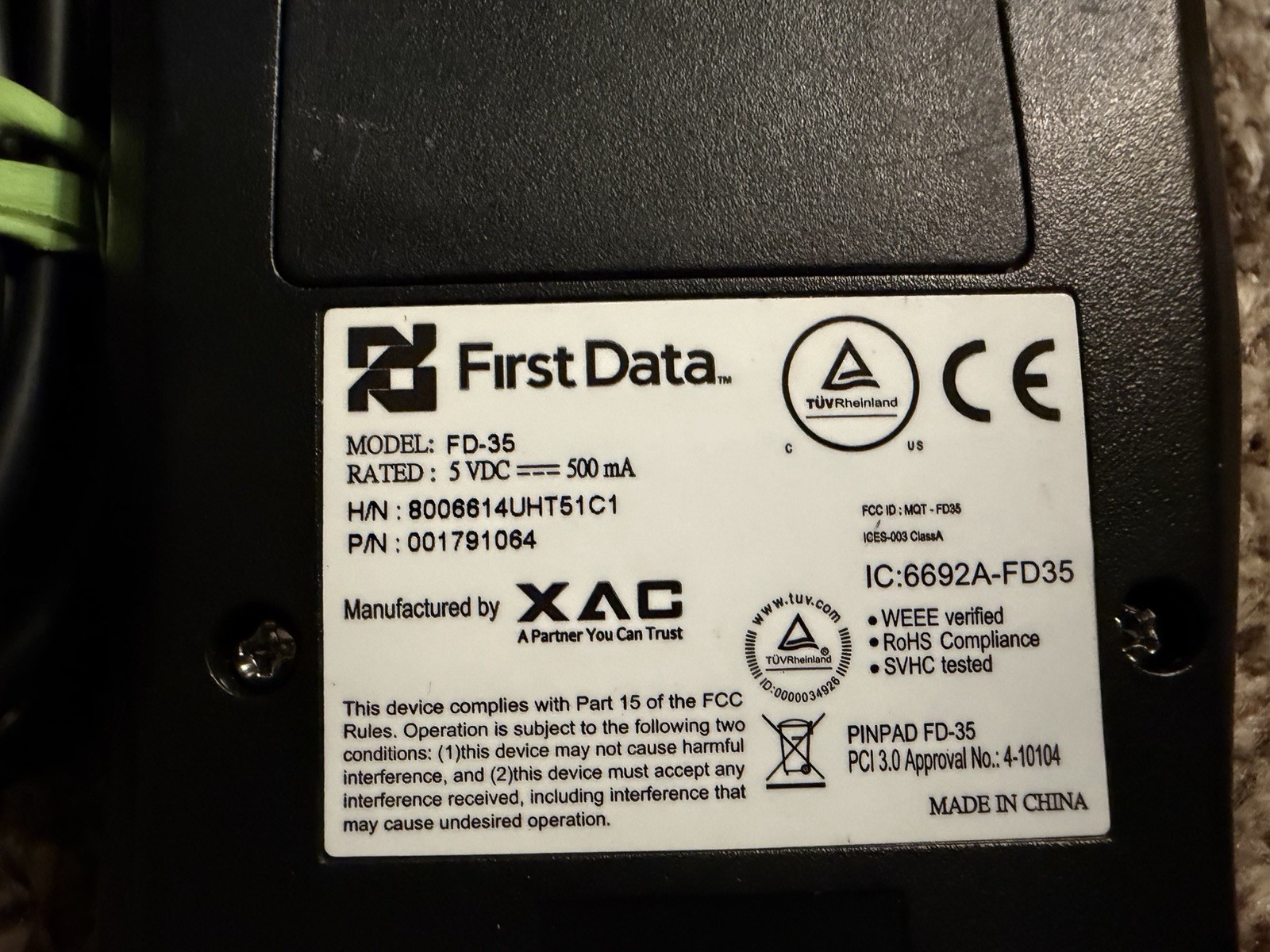 First Data FD-35 PIN Pad