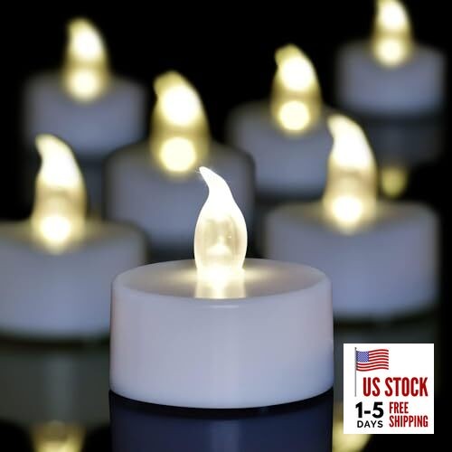 LED Tea Lights - 12 Pack Flameless Battery Operated Candles, 12 PACK Warm White
