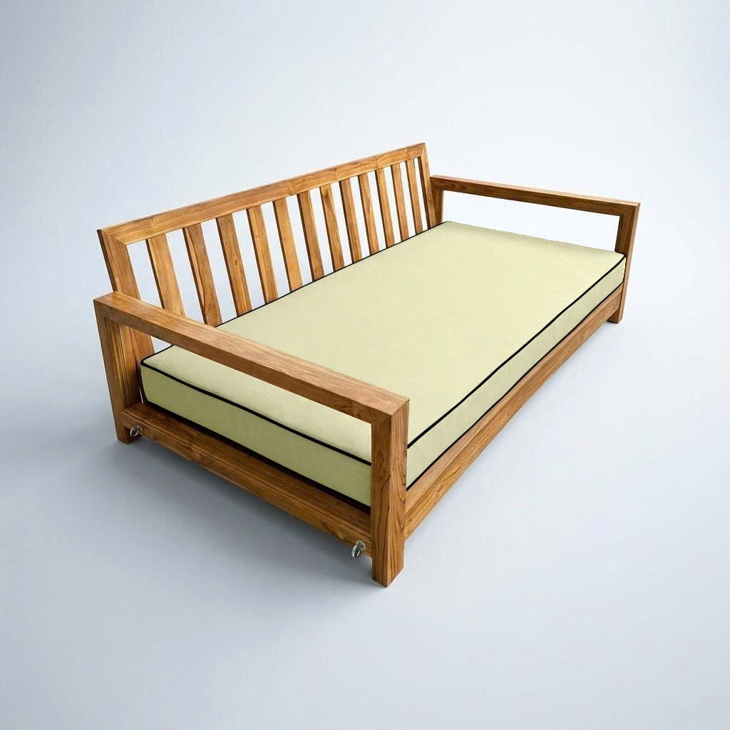 |COVER ONLY| Outdoor Contrast Trim 6" Twin Daybed Fitted Sheet Slipcover AD005