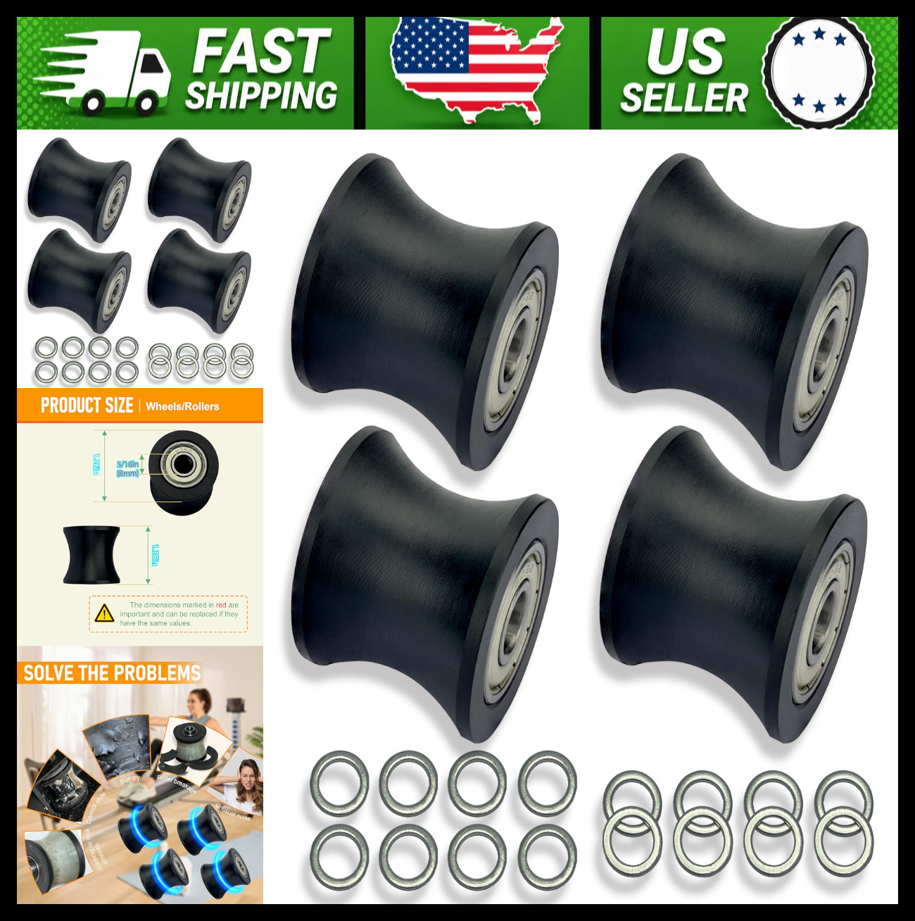 Replacement Wheels for Bayou Fitness Total Trainer Pilates Pro 4 Pack