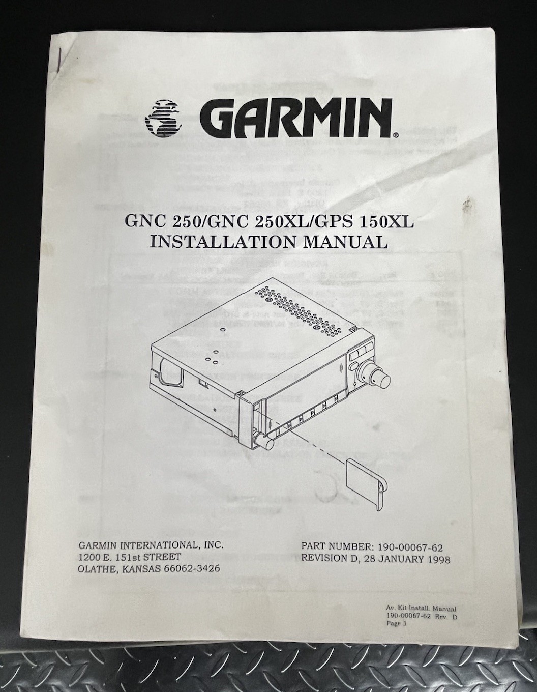 Garmin GNC 250, GNC 250XL & GPS 150XL Installation Manual Original