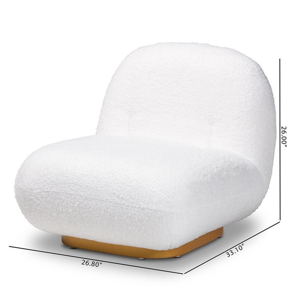 Baxton Studio Paiva White Upholstered and Brushed Gold Finished Accent Chair
