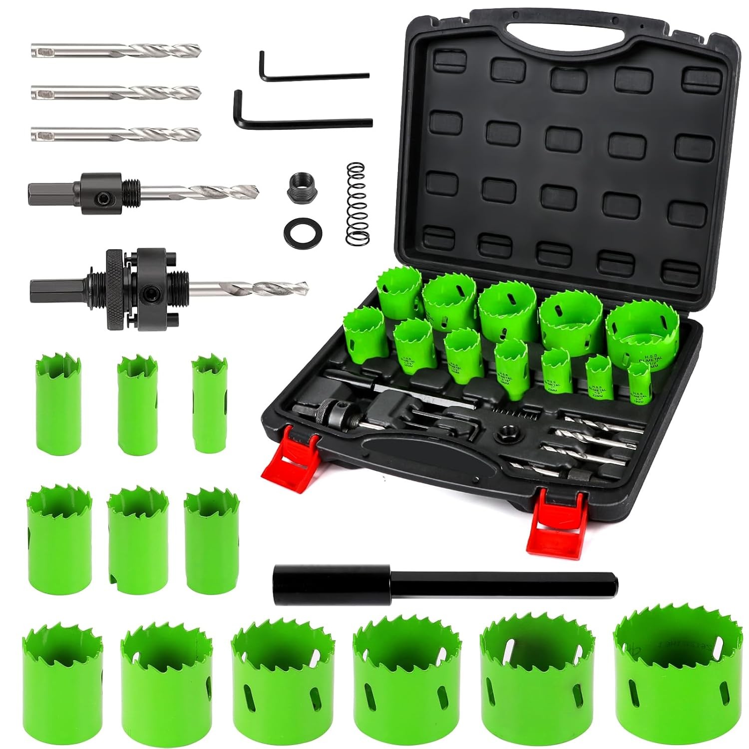 Bi-Metal Hole Saw Kit, 22PCS Hole Saw Set with 3/4" to 2-1/2" 12 PCS Saw Blades