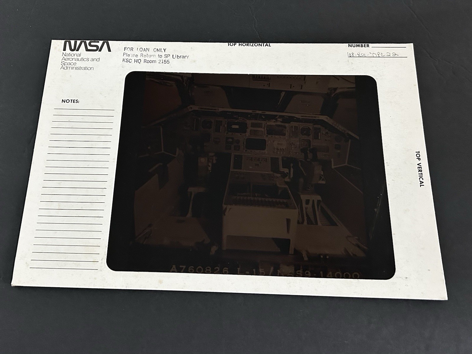 1977 NASA KSC Space Shuttle Orbiter Cockpit Controls Presentation Transparency