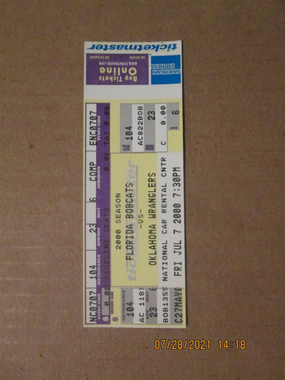 AFL Bobcats vs Wranglers Vintage Defunct Circa 2000 Full Game Football Ticket