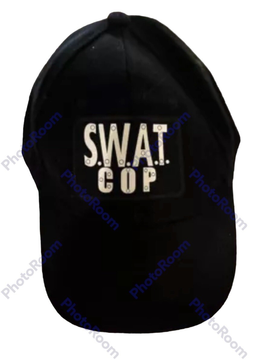 *Boy's Adjustable SWAT COP  Costume Hat Cap Black