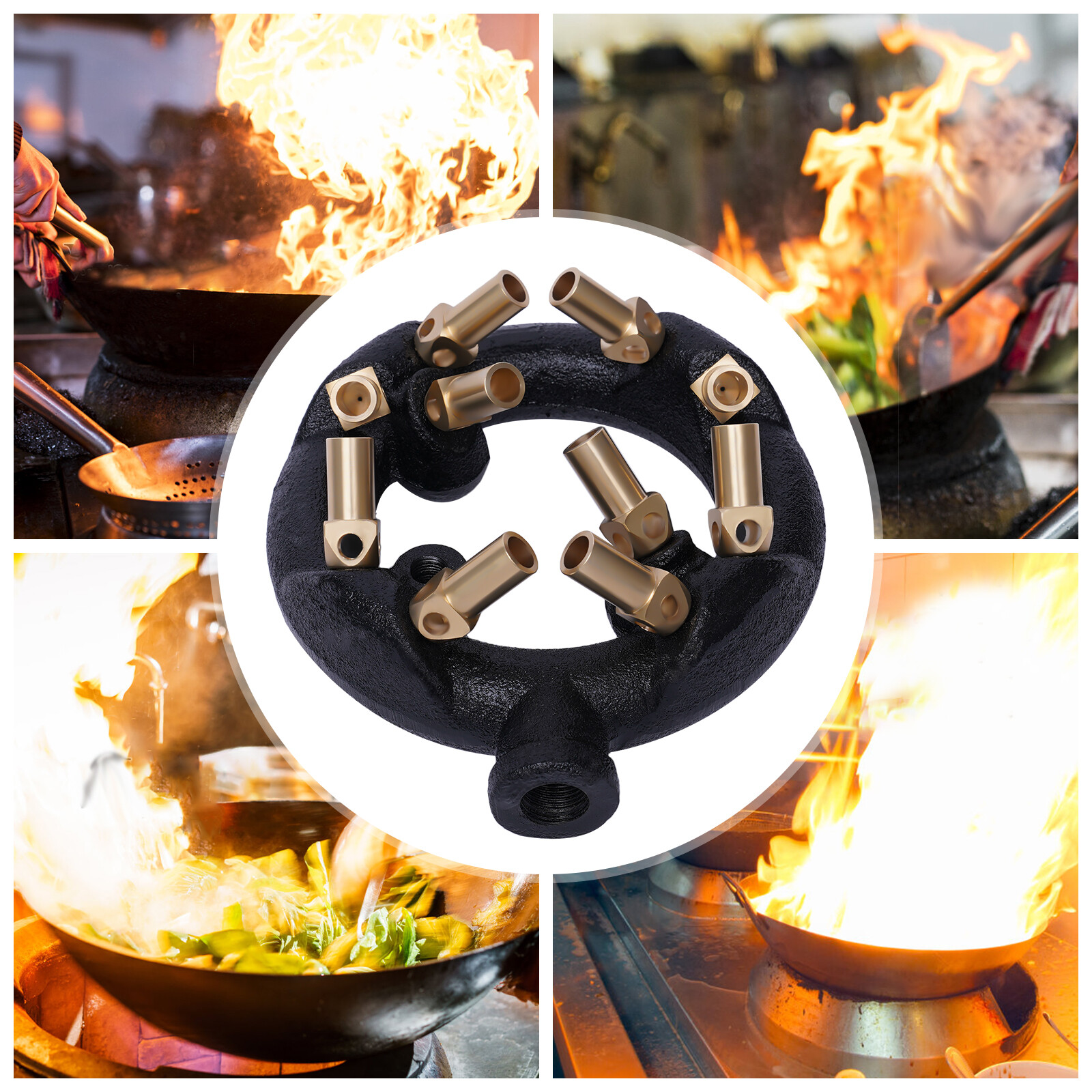 Jet Burner Natural Gas Commercial 10/20/23/32 Tips Cast Iron & Brass Wok Burner