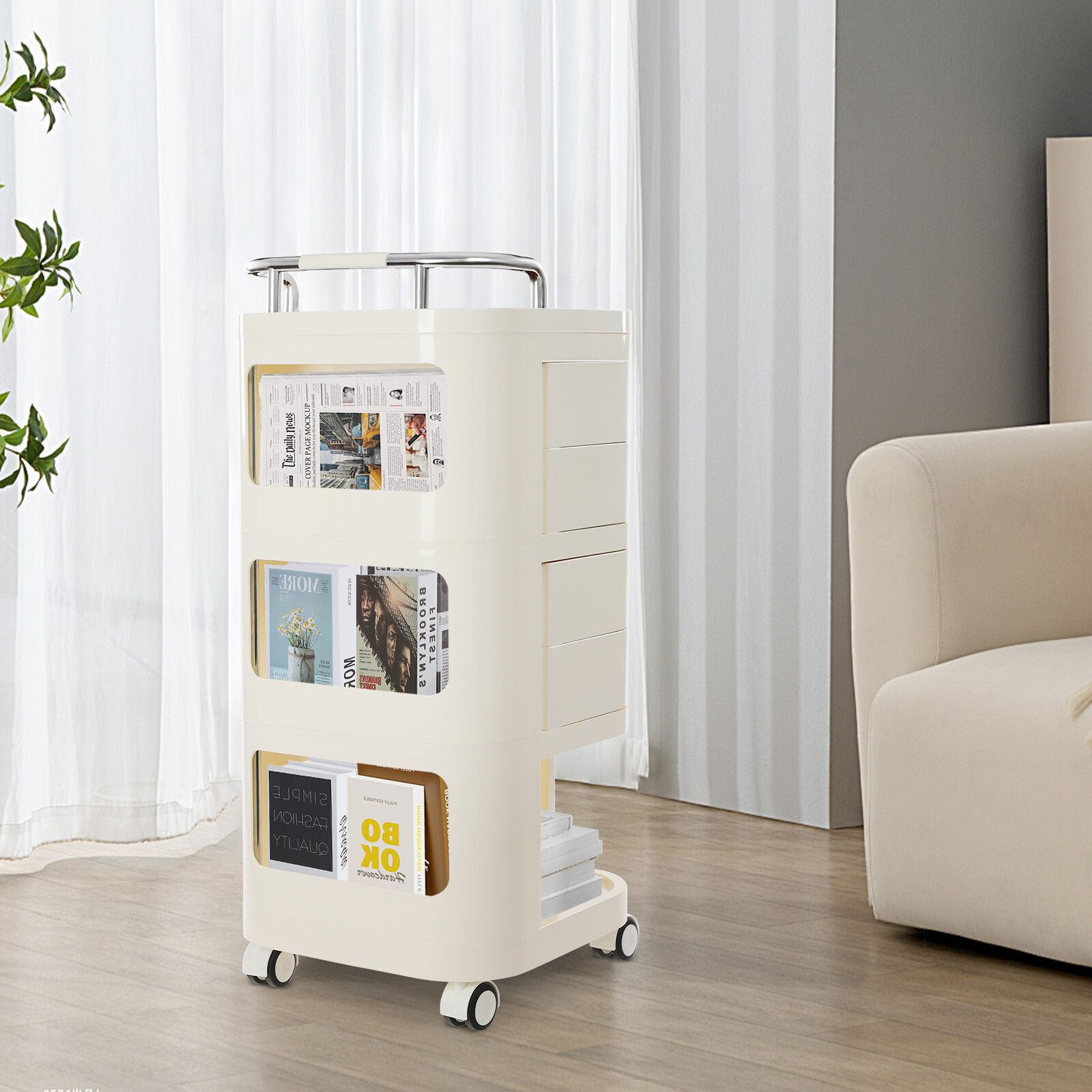 Multilayer Storage Drawer Trolley Storage Rack Movable Beauty Hairdressing Cart