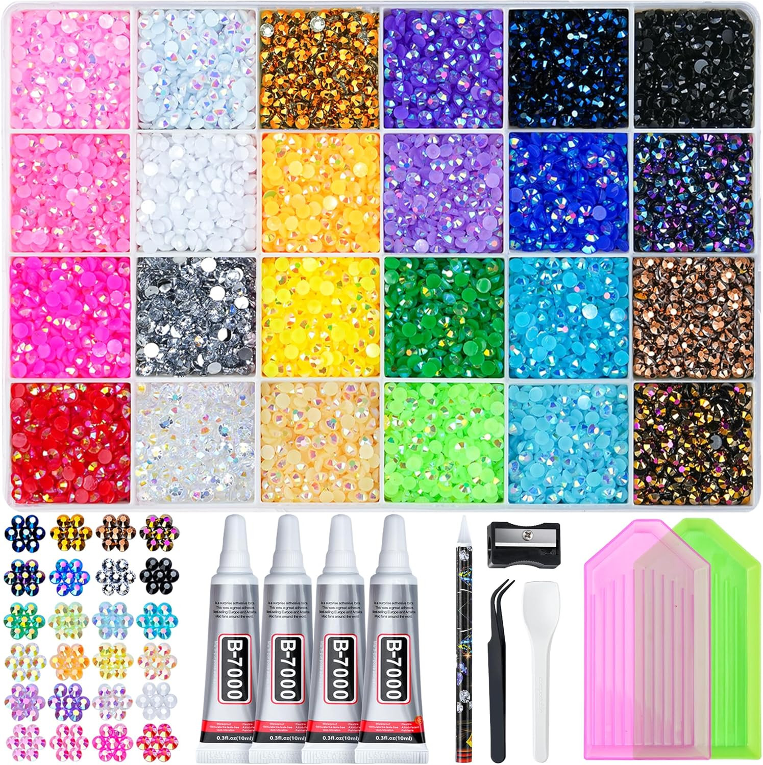 35000 pcs pedreria resina 3mm multicolor con pegamento y herramientas kit diy hd