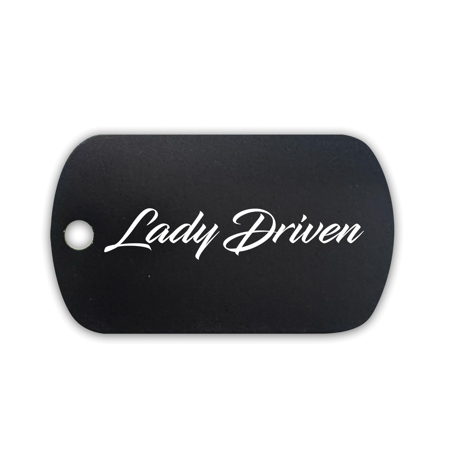 Lady Driven V2 GI Dog Tag Aluminum Keychain with Custom Engraving