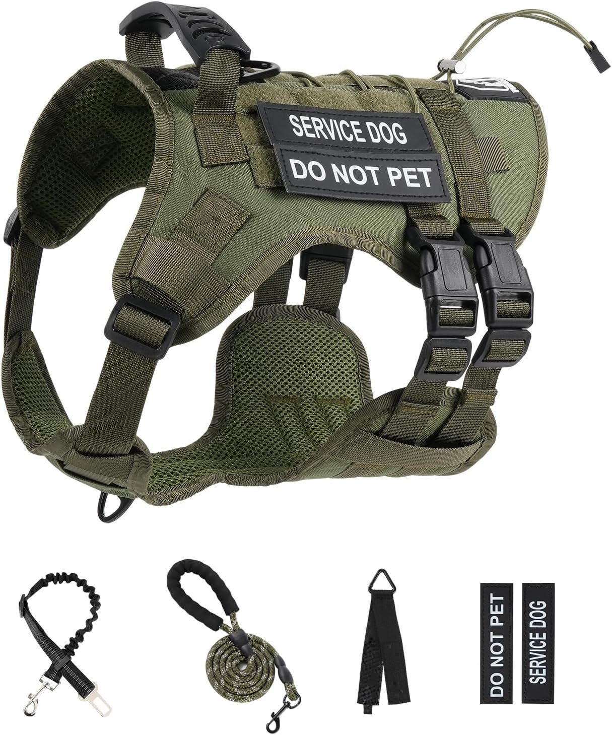 Pechera Tactica Para Perro De Servicio Con Correa Collar De Entrenamiento Negro