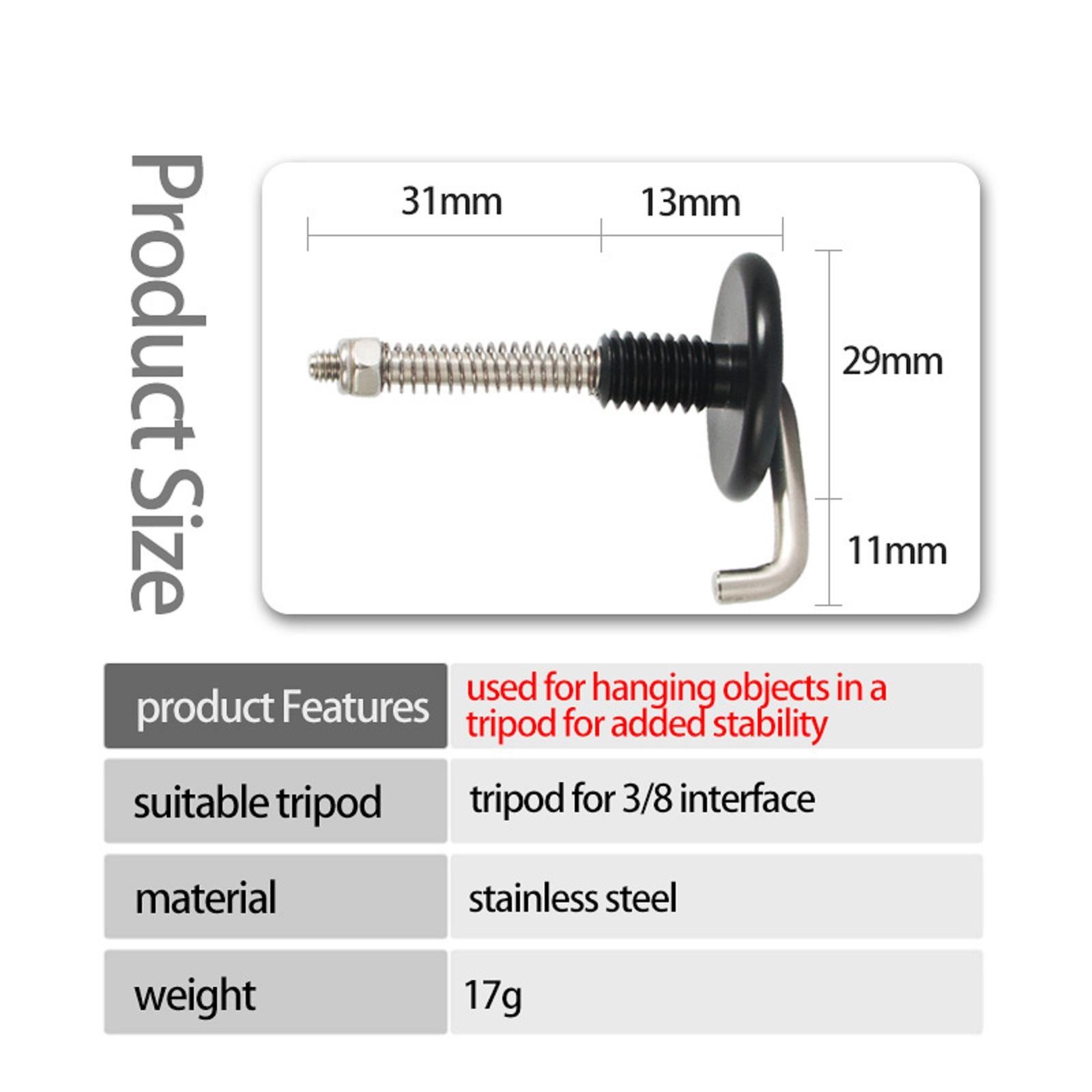 Stainless steel 3/8 interface Tripod Center Tripod Hook For Camera Tripod E