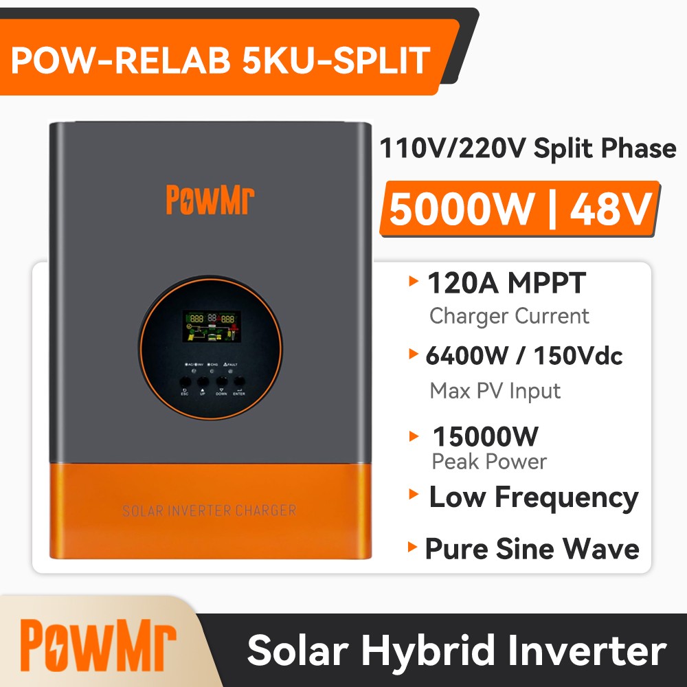 5000W 48V 110/220V Solar Hybrid Inverter Off Grid 120A MPPT Controller Peak 15KW
