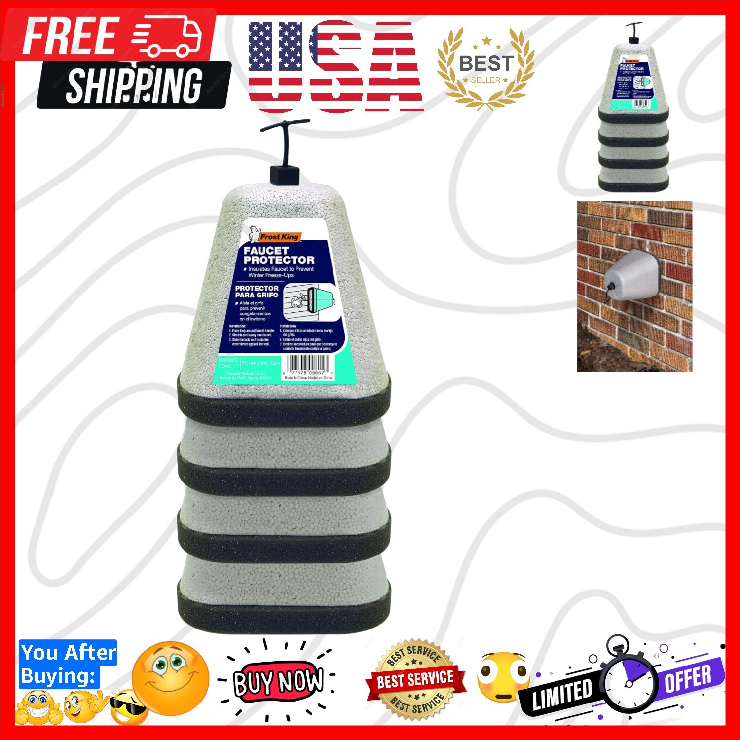 FC1 Outdoor Foam Faucet Cover, Oval Pack of 4