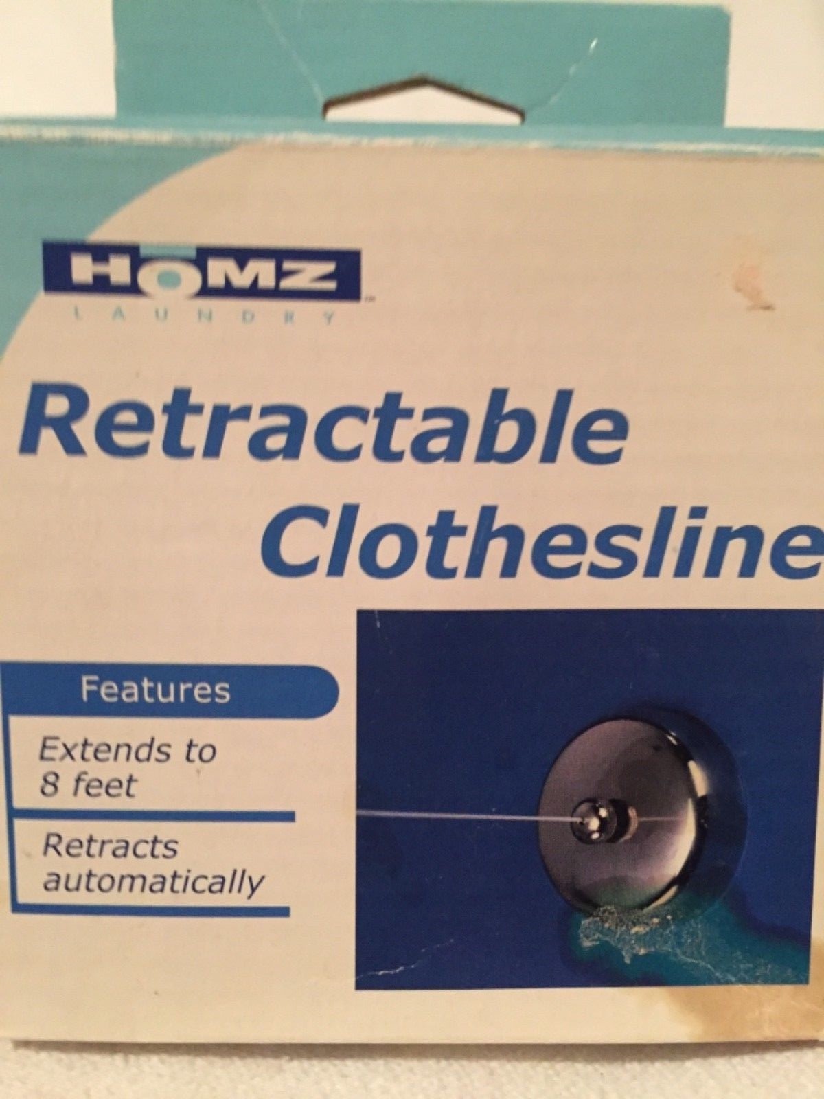 HOMZ Retractable Clothesline White 12-128-22 NIB