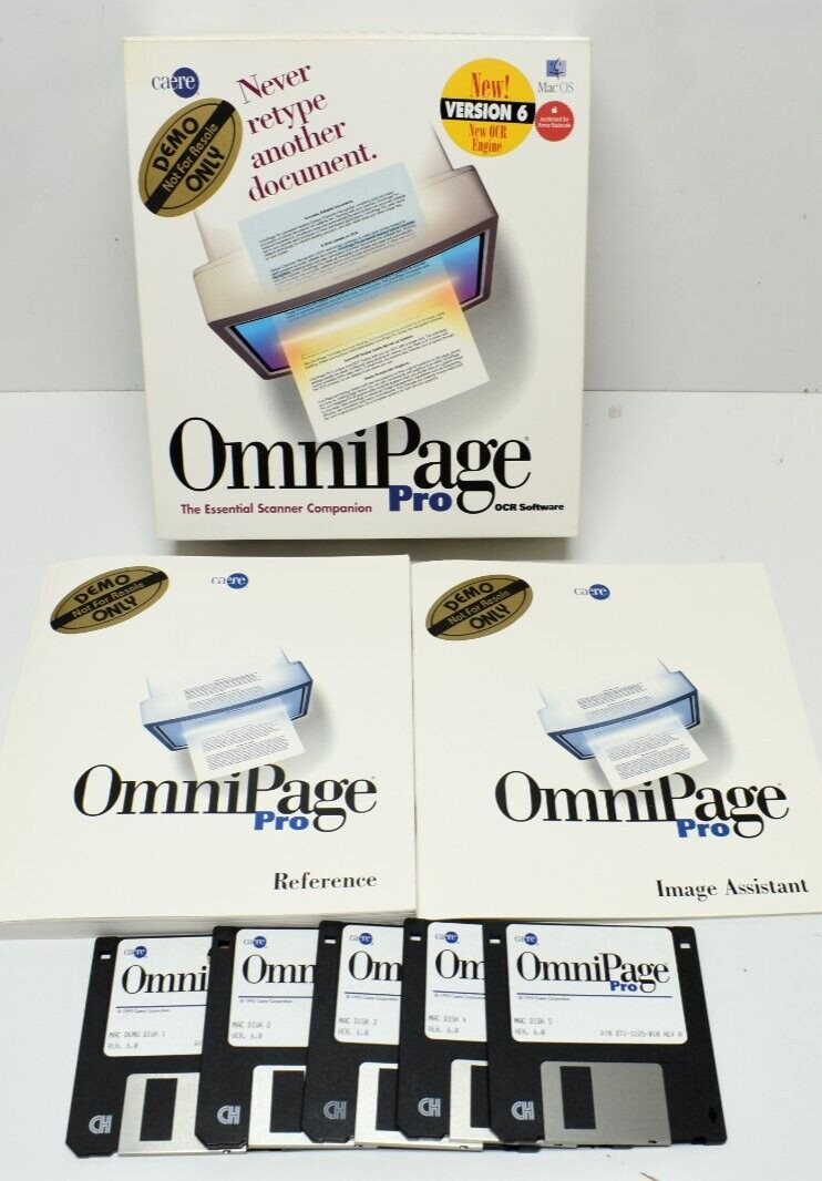 OmniPage Pro 6 Demo Essential Scanner Software Word Recognition 3.5 Floppy 1994