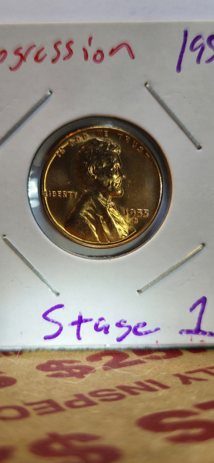 1955 S Lincoln Cent Strike Through Progression Set!!! Also, S/S Mint Errors! BU