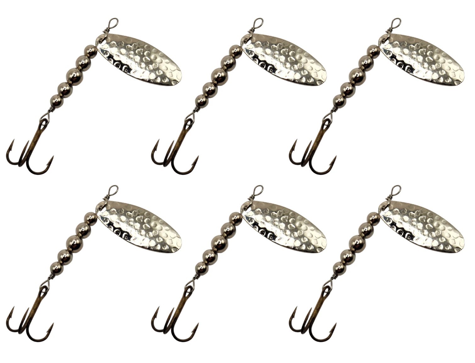 6 pack of SILVER Swiss Swing Spinner lures - trout, walleye, bass - Made in USA!