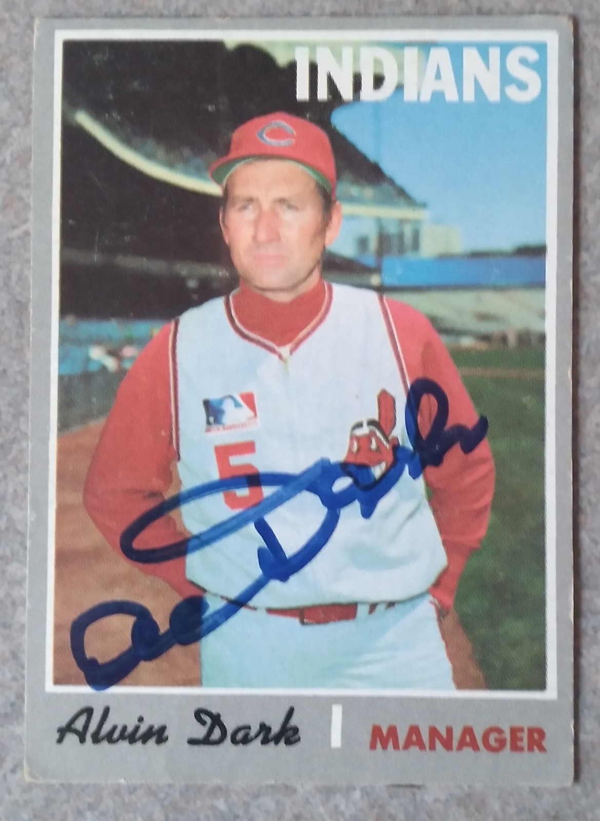 ALVIN DARK / INDIANS "Autographed 1970 Topps  "Manager"Card"  EXCELLENT!!