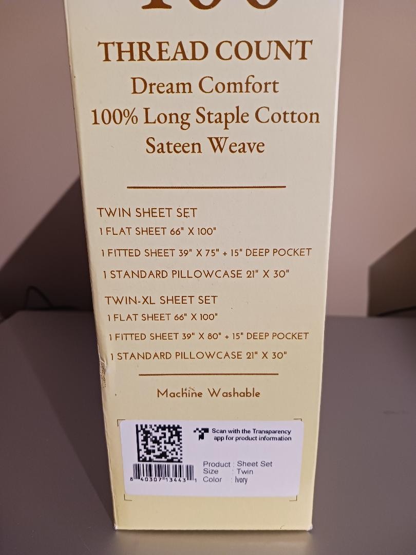 California Design Den Sheet Set Twin Ivory 400 Thread Count