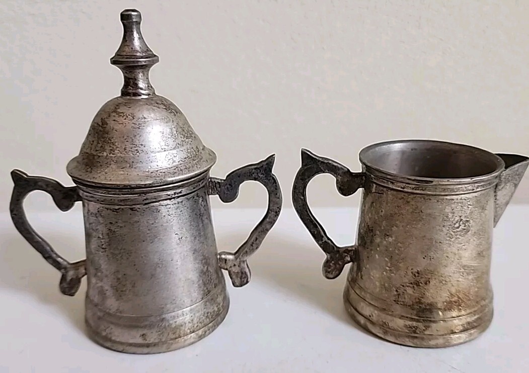 VTG International Silver Co. Sugar & Creamer Set Hand Made India Silverplated