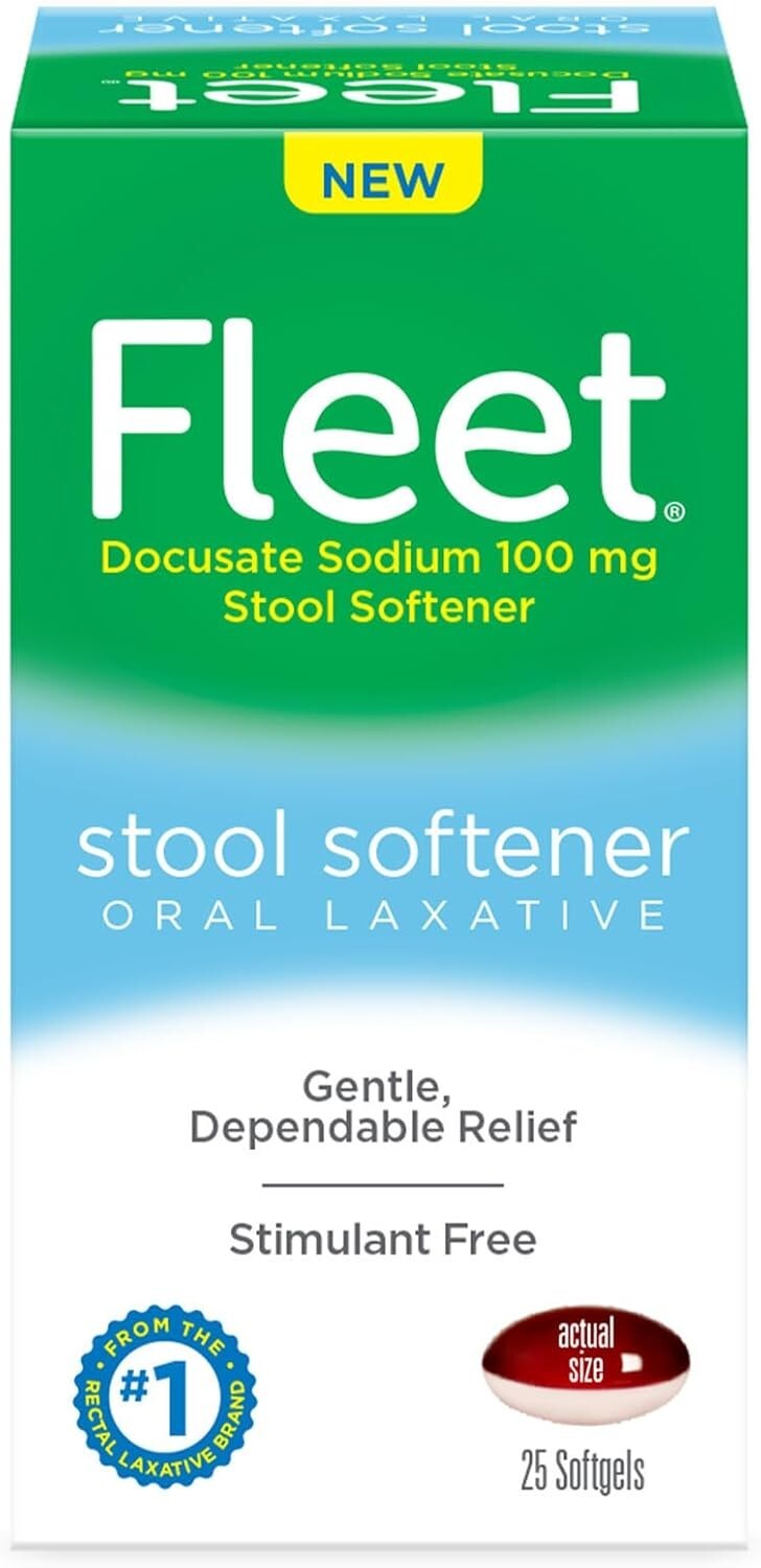 3 PACK Fleet Laxative Stool Softener Oral Laxative for Constipation- 75 softgels