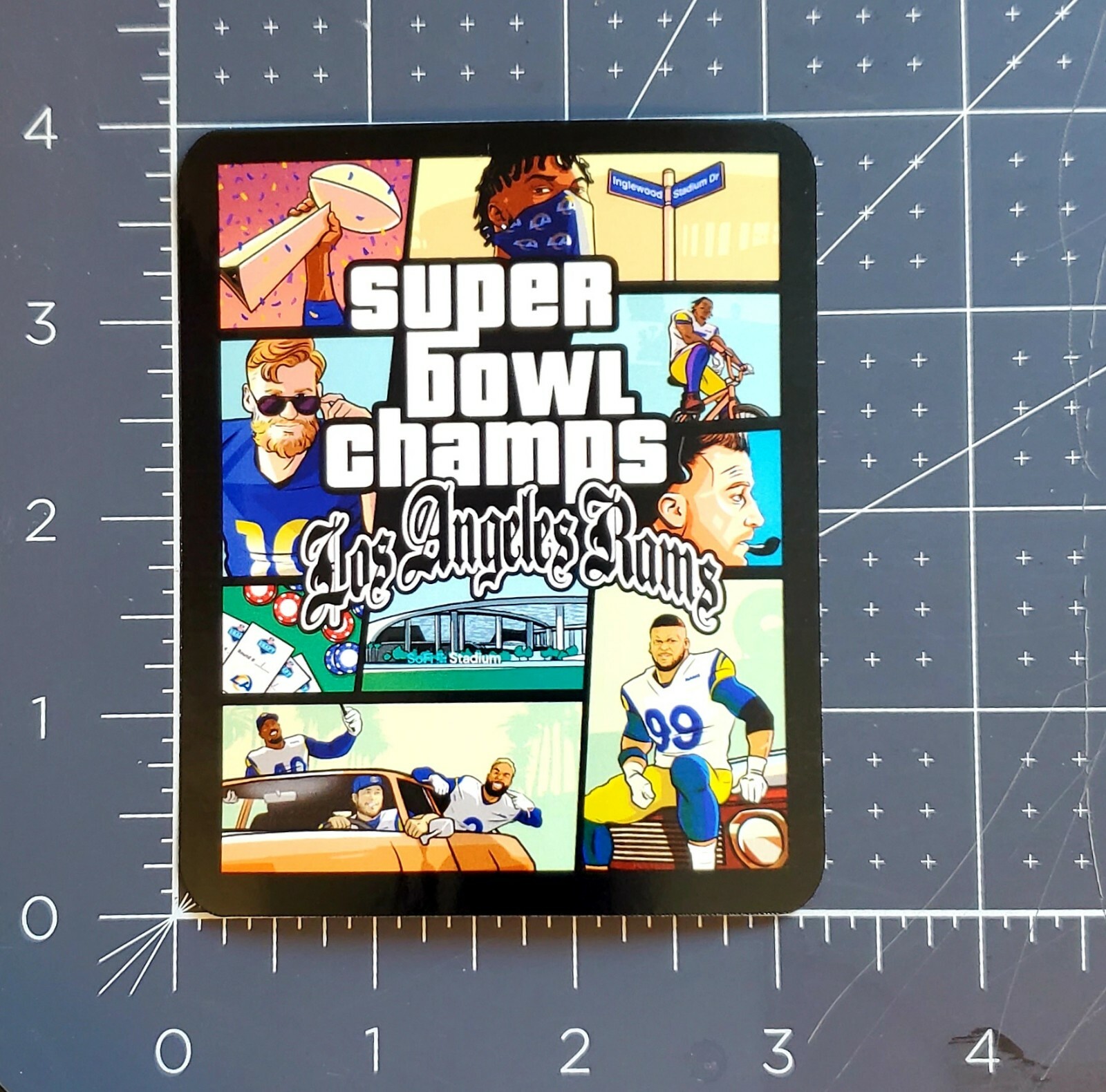 Super Bowl LVI Champions LA RAMS 4" x 3.25" Vinyl Sticker "A"