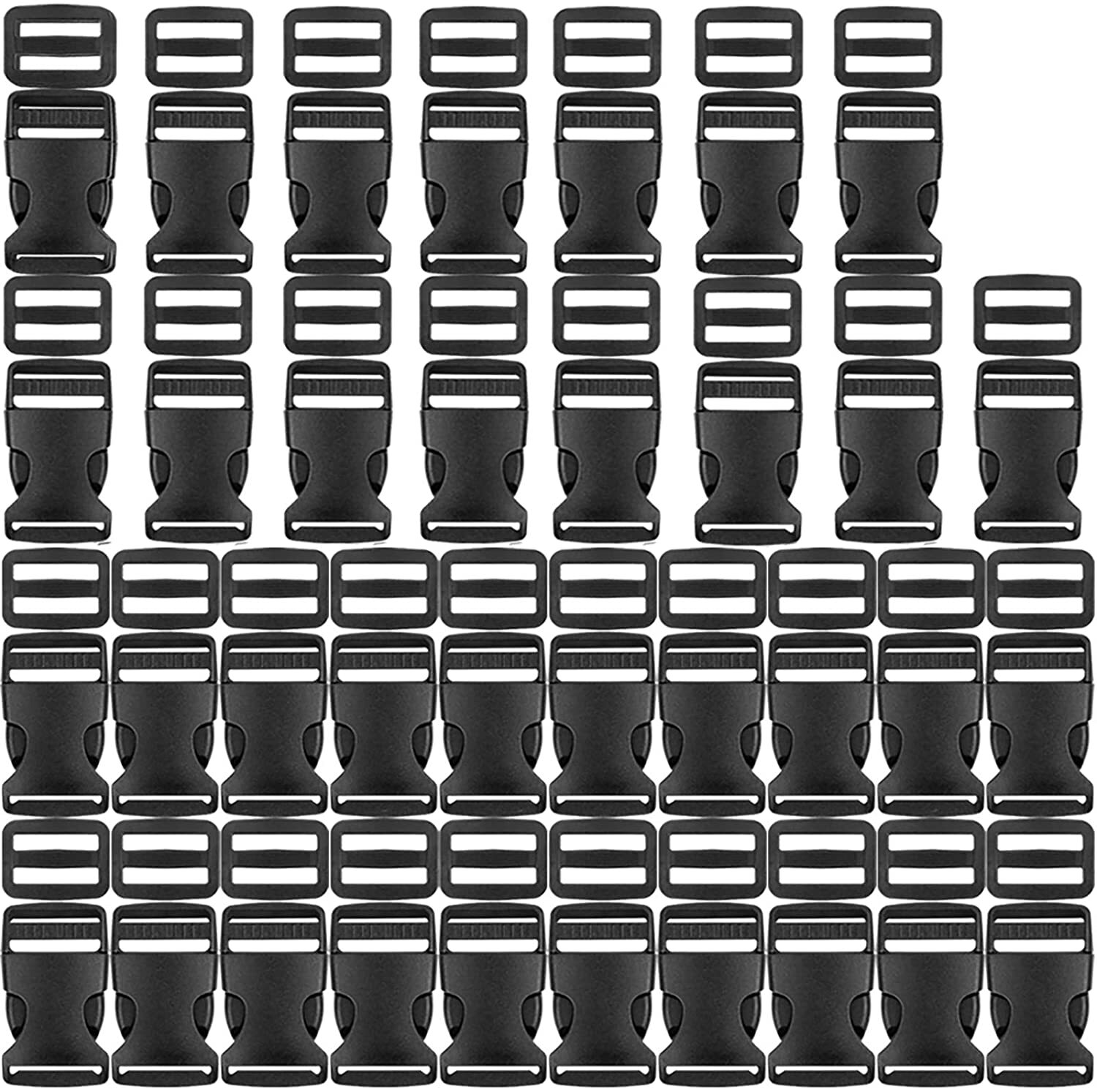 Webbing Strap Backpack Pet Collar Slides 30X Side Release Clip + 30X Buckles