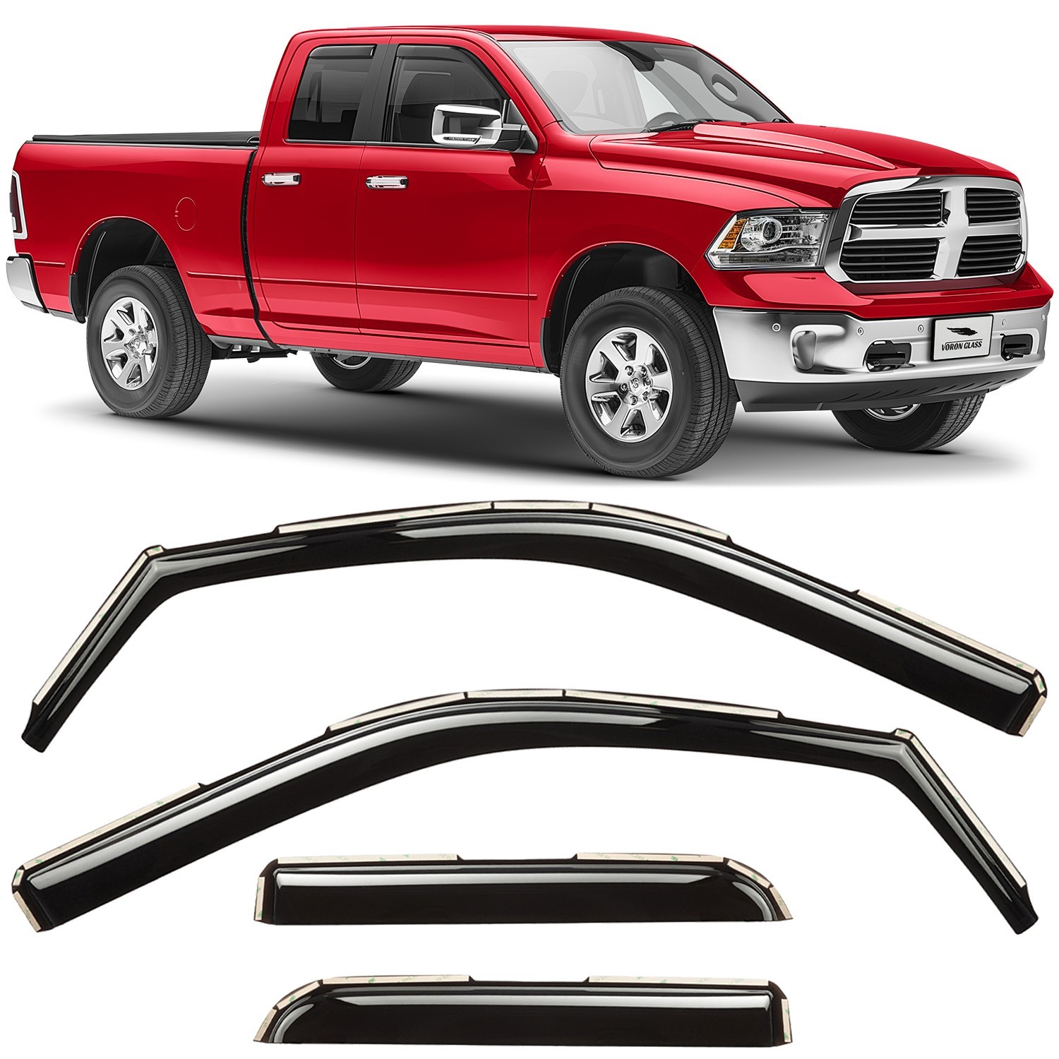 Sun Rain Visors Wind Rain Guards for 2009-2018 Dodge RAM Quad Cab