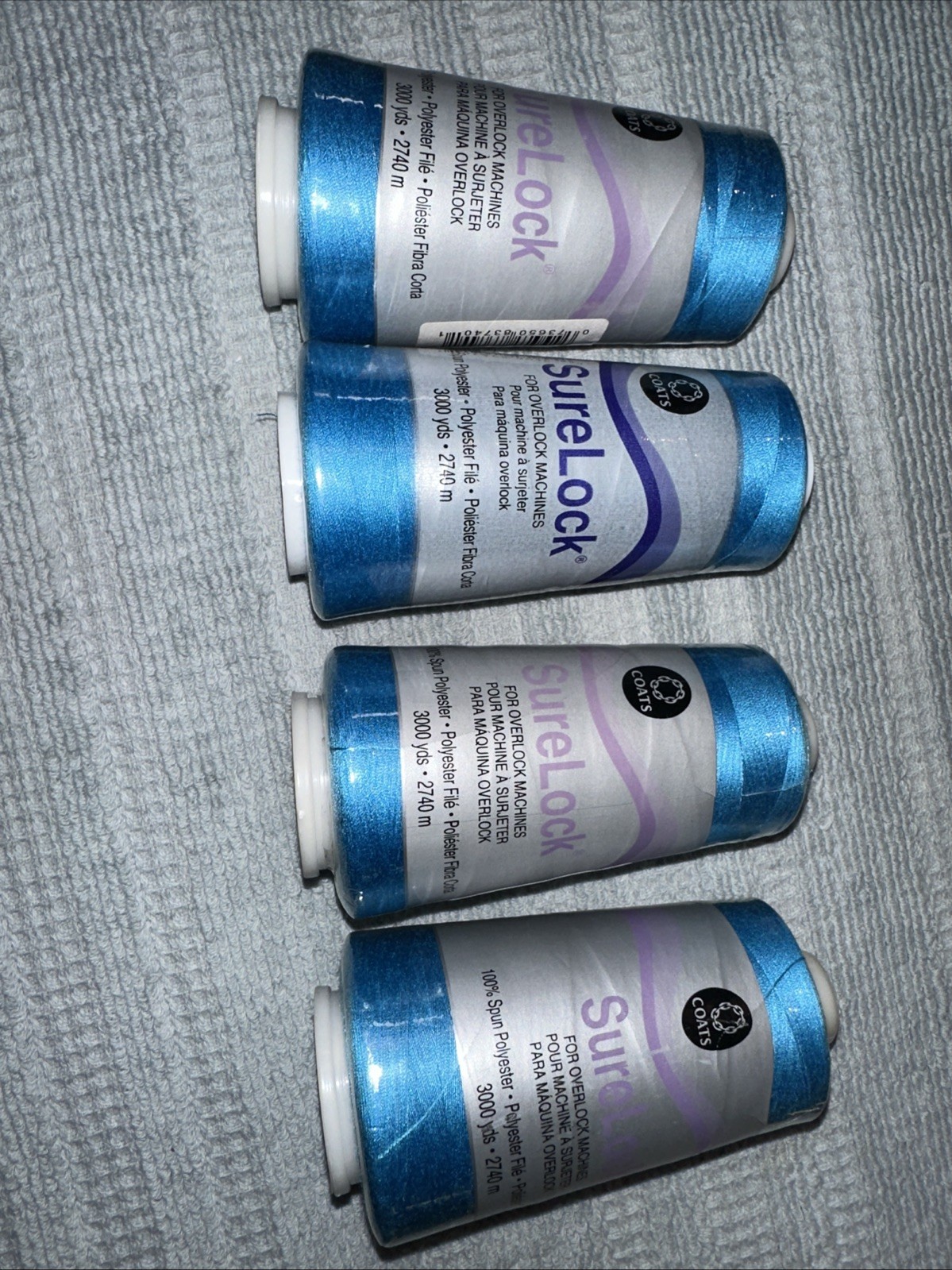 Coats Surelock 4 Spools 5140 Rocket Blue Polyester Thread,3000 Yds