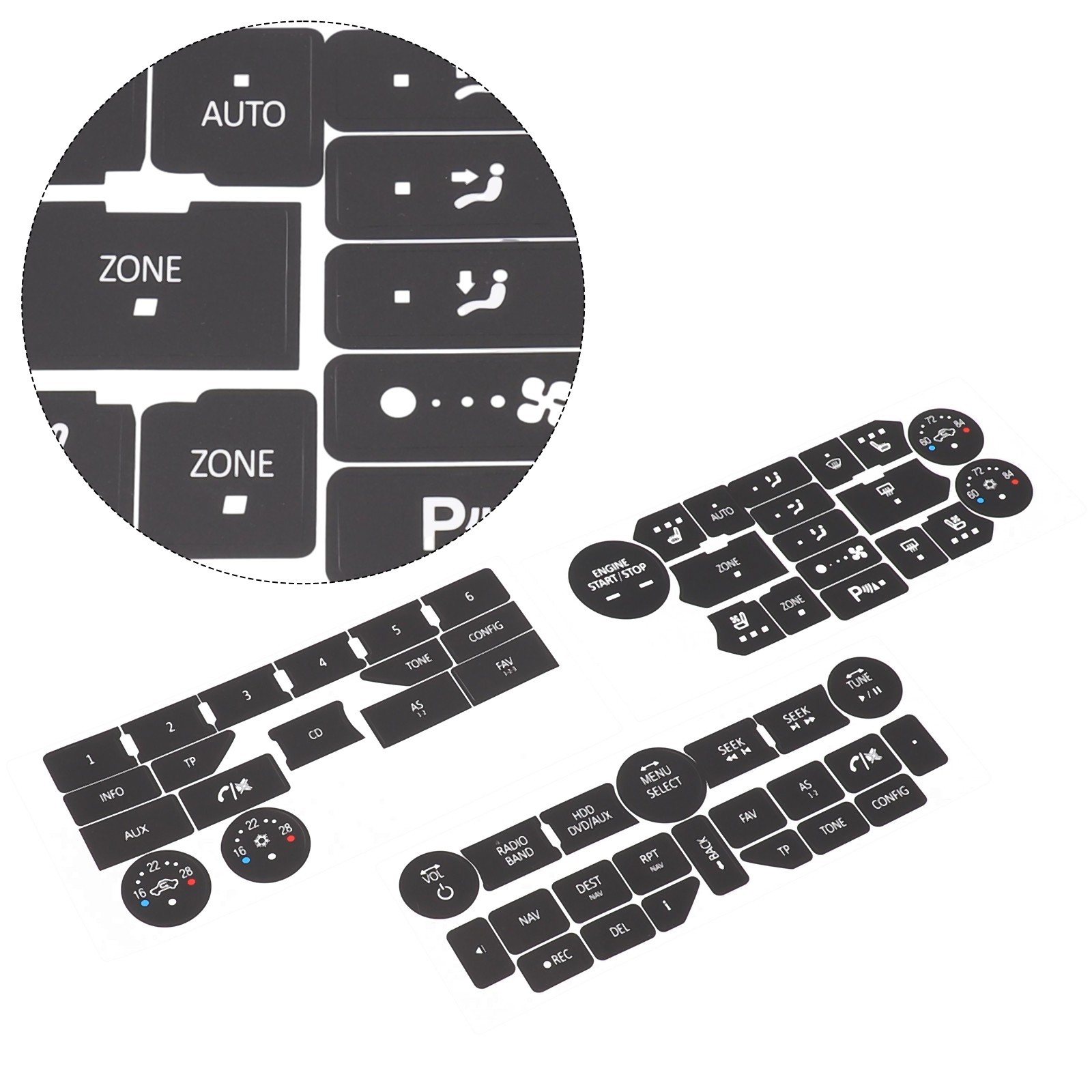 Button Repair Decals Climate Control Radio Stickers For SAAB 3rd Gen 9-5NG 9-4X