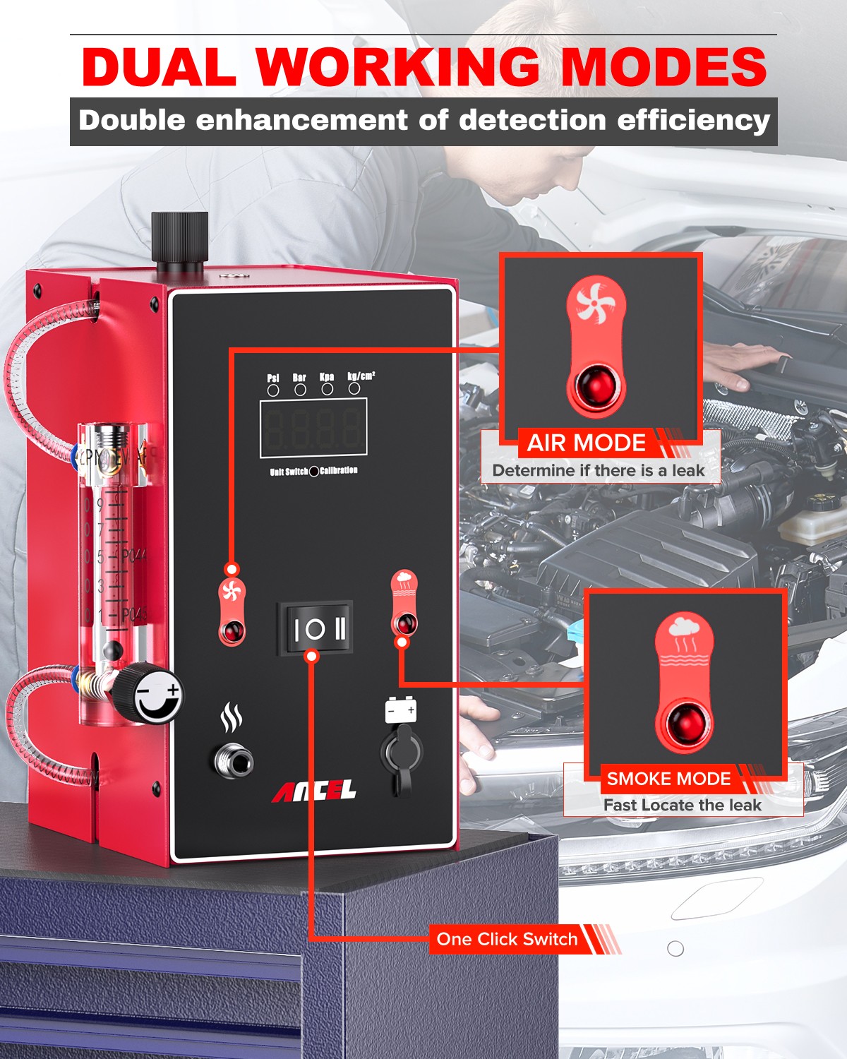 Ancel L300 EVAP Smoke Machine Leak Detector Tester With Adjustable Flow Meter US