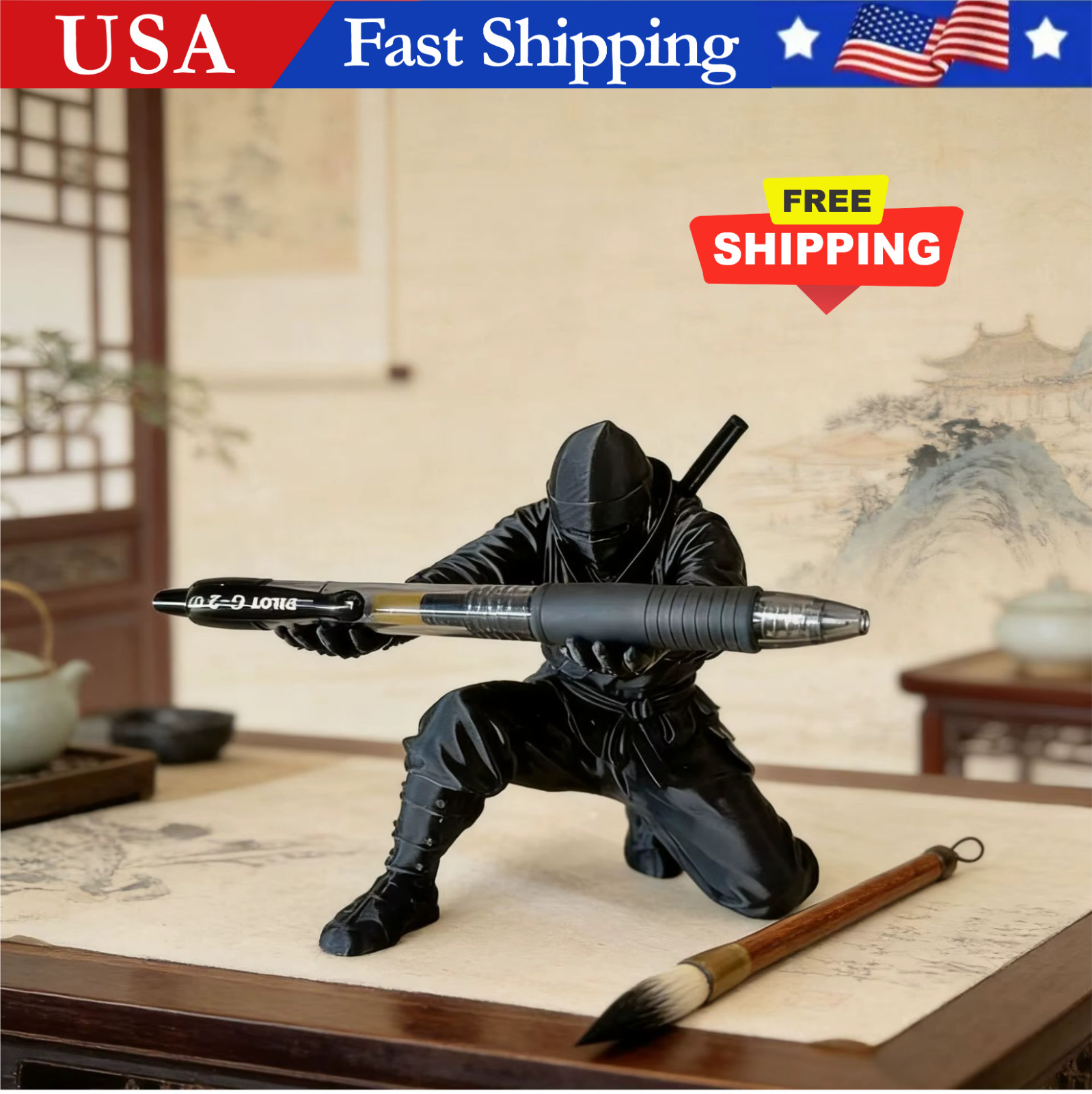 (9*7.8cm) 3D Printed Cool Organizer Ninja Pen Holder Miniature Pen Stand